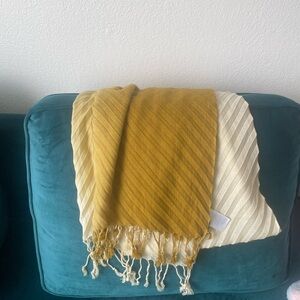 Striped Mustard and Cream Scarf